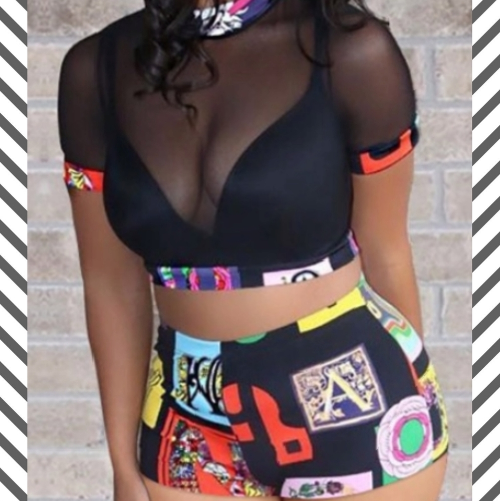 🆕NWT Mesh Cropped top & shorts set